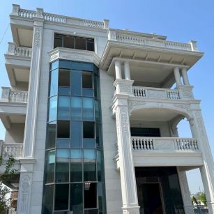 克拉玛依 芝麻白花岗岩别墅外墙干挂效果展示