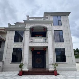 克拉玛依 芝麻白石材别墅干挂案例展示