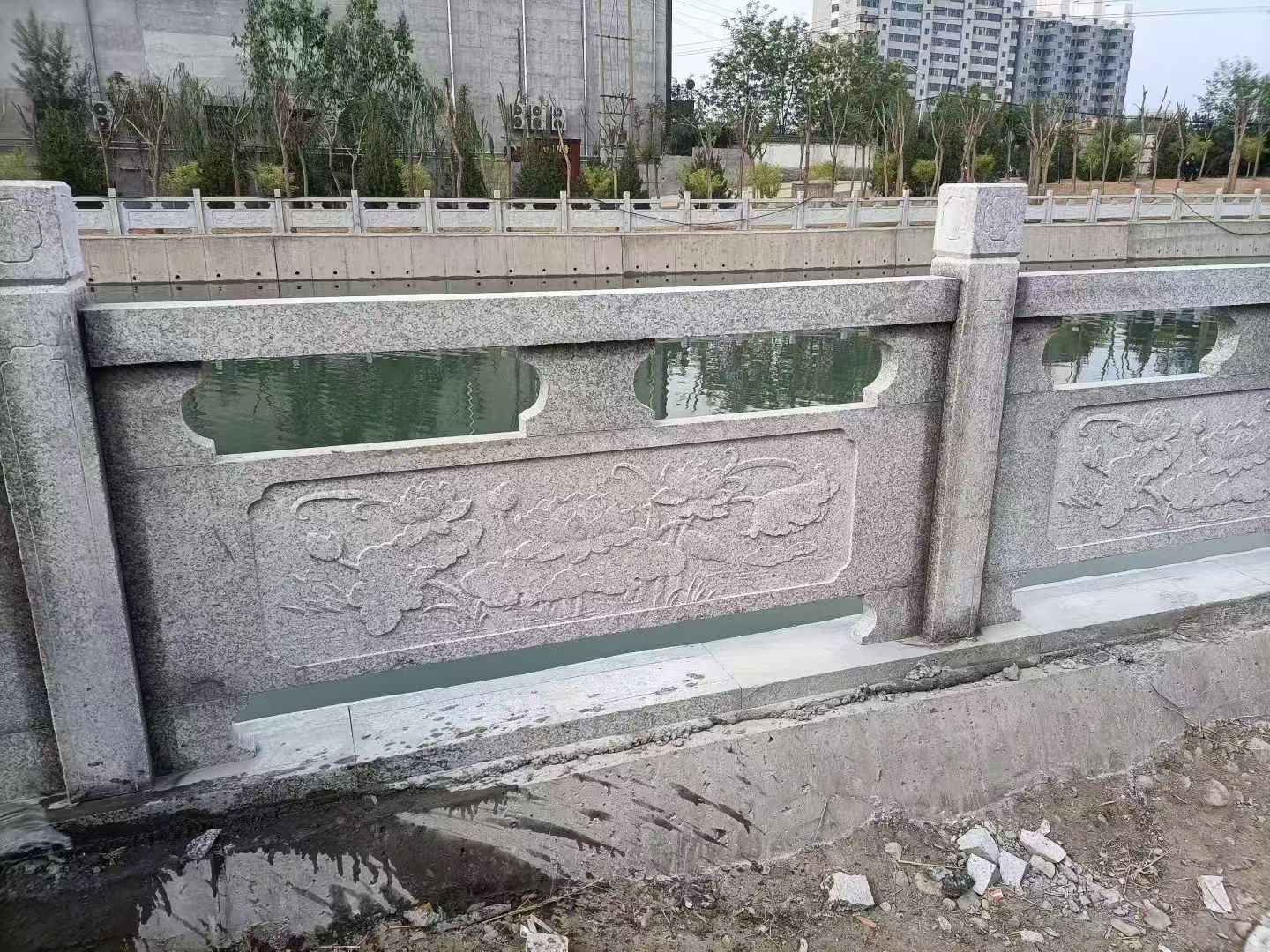 克拉玛依 芙蓉白大花桥梁、河道,石材栏杆、围栏、护栏